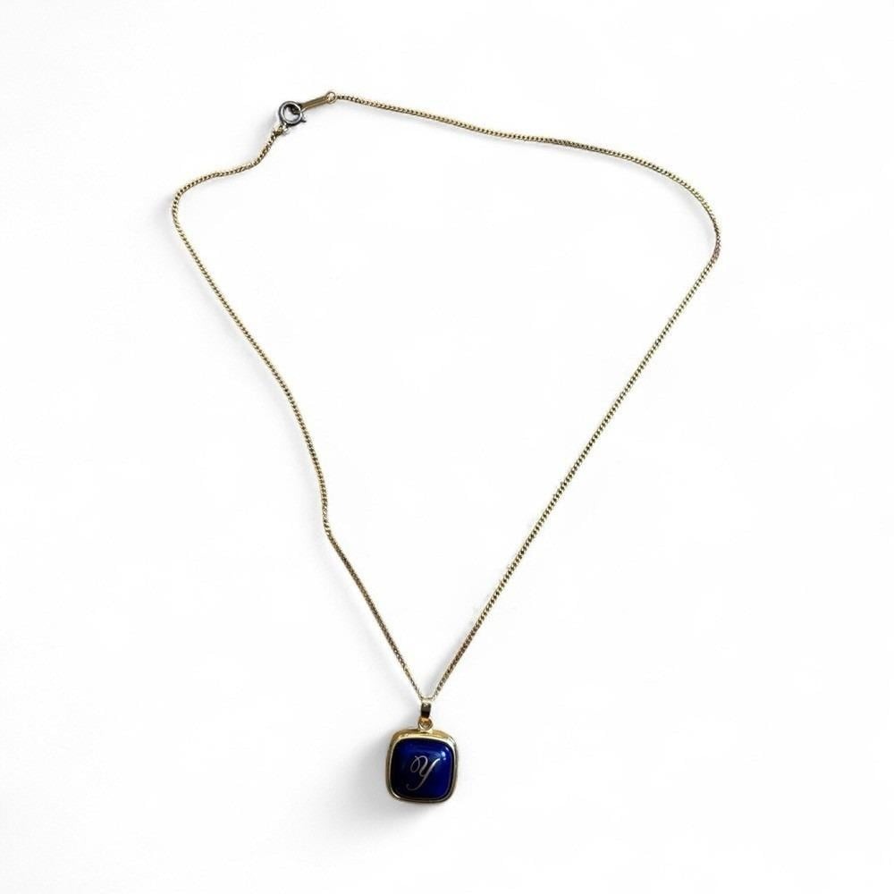 Okura Silver 925 Elegant Gold and Blue Pendant Necklace